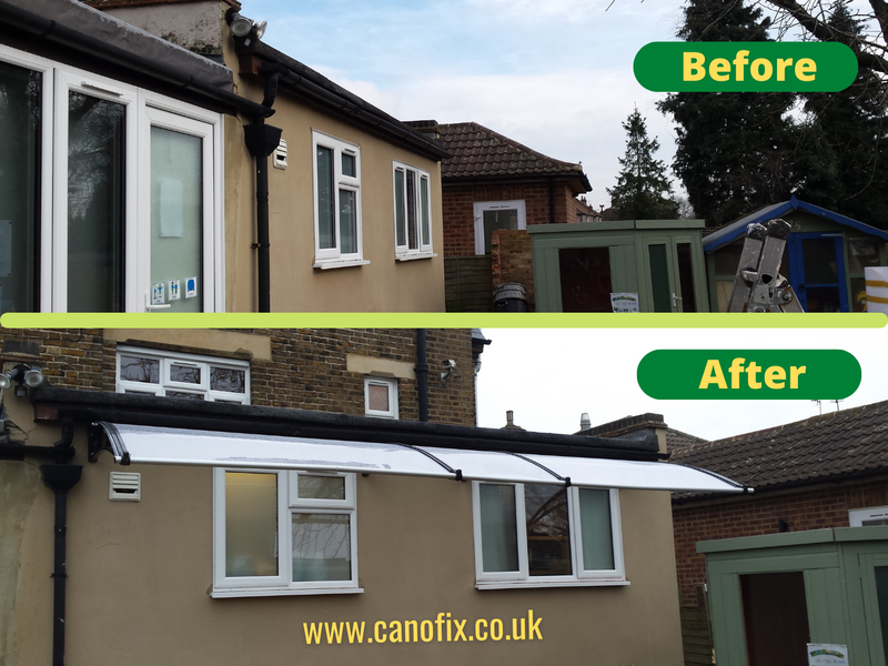 Before & After CANOFIX Polycarbonate Canopy Installation