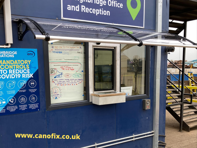 CANOFIX Polycarbonate Canopy installed for a reception.