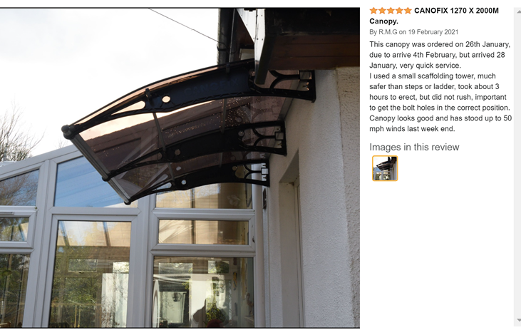 A Customer's 5 Star Review on the CANOFIX Door Canopy!